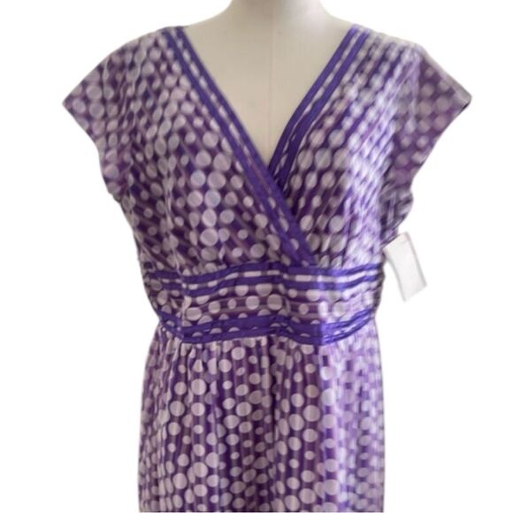 Coldwater Creek Purple Dots Cap Sleeve Party Dress fairy Size 14 - Picture 2 of 5